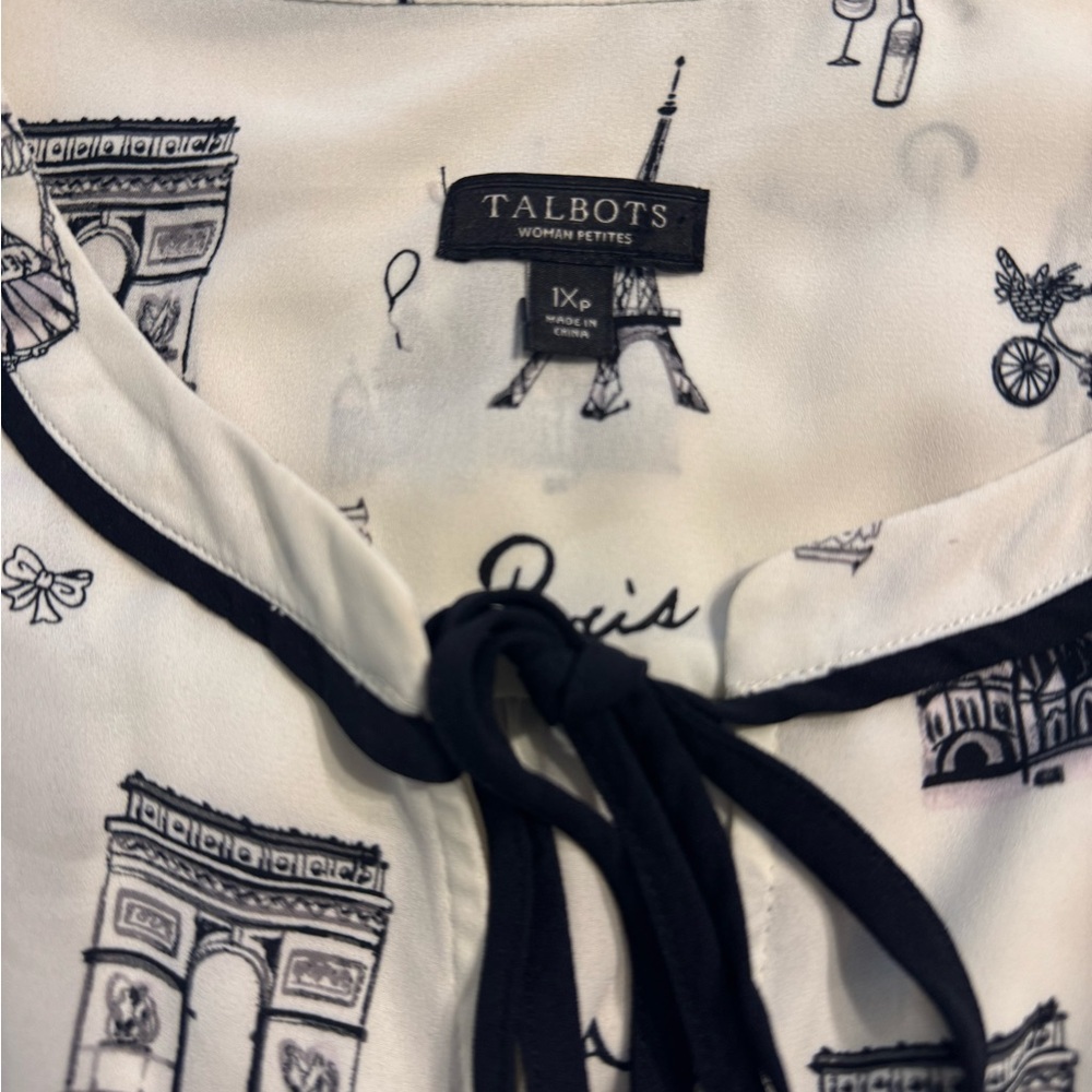 Talbots Black and White Parisian Blouse